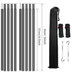 조절 가능한 텐트 폴 2개 세트 캠핑용 범용 강철 막대 태양 차단막 타프용 페그 및 로프 포함 텐트 액세서, 03 Black Set of 5