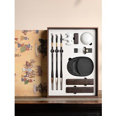 서예 붓 세트 인테리어 붓걸이 수납 전문가용 붓세트, 1개, 청평 상린부 롱롤 문방사보 세트