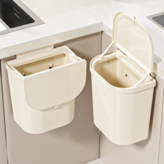 Norah 걸이형 주방 쓰레기통 악취방지 싱크대 쓰레기통 9L, 베이지