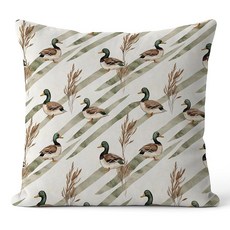 FGFK 농가 말라드 오리 베개 커버 18x18 보육 장식 베이지 깅엄 농장 동물 장식, Color-12