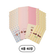 캐릭터 미니 종이봉투 선물 포장 40P 스티커포함, 베이직 4종, 40개