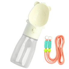 찬란한펫 휴대용 강아지 물병 물통 간식통 산책 크로스끈 포함, 퓨어 화이트 500ml, 1개