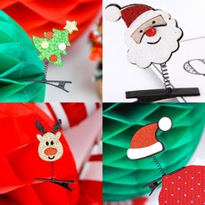 집게크리스마스머리핀 파티 머리핀 단체선물 성탄절_rl, 1개, 산타모자