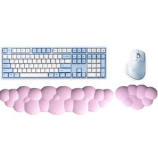 우수마켓 메모리폼 구름 손목 받침대 키보드 마우스 팜레스트 세트, 1세트, 핑크