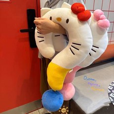 귀여운 여자 선물용 낮잠 베개 여행용 목베개 키티 B. 핑크 앤 화이트 A. 약 60cm, C. KT 물음표 쿠션 2개 세트