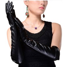 女式仿皮長筒手套 過肘50cm