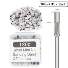 30Pcs 3.1MM 미니 네일 샌딩 밴드 샤프트 3/32 드릴 비트 샌드 죽은 피부 굳은 살 젤 제거 도구 세트, 08 white 180 grit set