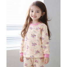 리틀밥독 여아용 무형광 순면 실내복 큐티푸들 상하의 세트