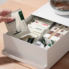 웬카 작은서랍정리함 철제 다용도 서랍 정리함, 화이트