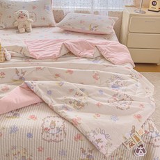 초정상점CHOJEONGSTORE 여름홑이불 쿨링이불 차렵이불, 가드니아 여름 - 거울 속 토끼, 싱글 150x200 cm