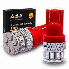 Alla Lighting T10 168 194 LED 전구 W5W 2825 슈퍼 브라이트 레드 360° 자동차 트럭 마커 내부 꼬리 돔 지도 트렁크 도어 스텝웰, 퓨어 레드, 퓨어 레드