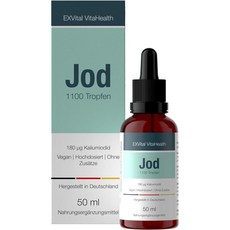 독일 엑스바이탈 EXVital Iodine Drops 아이오딘 드롭스 180 µg 비건, 1개, 50ml