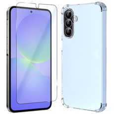 벌크온 갤럭시 A36 강화유리 액정보호 필름 + 투명 범퍼 케이스, 1세트