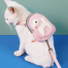 리빙공감 강아지 가방 리본 리드줄, 핑크, 1개