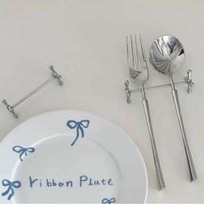 다르앤 스테인레스 수저 젓가락 숟가락 받침 받침대 커트리지 실버, 4개, 매화 수저받침대