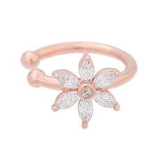 Lawool stone 女性用14KGP水鑽花朵耳骨夾耳夾時尚環形耳環JT164單支