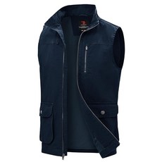 TBMPOY 남성용 캐주얼 조끼 스타일리시 민소매 경량 캔버스 아우터 작업 유틸리티 면 재킷 여행 낚시 하이킹 네이비 3X-라지 138916