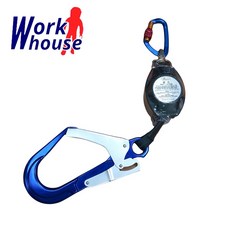 【Work house】台灣製 1.5米 捲匣式防墜器 輕量化鋁合金單大鉤 背負式安全帶, 1個, HA05防墜器附360度旋轉環+鋁O環