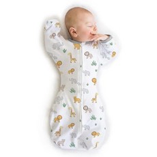 Amazing Baby 미튼 커프 하프 렝스 트렌지셔널 아기 포대기 컨페티 스털링 M 3-6개월 14-21 lbs, On Safari