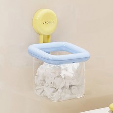 달리발리 투명 와이드 미니 수납 바구니 무타공 압착식 벽선반 화장실 샴푸 거치대 틈새 수납, 블루, 1개