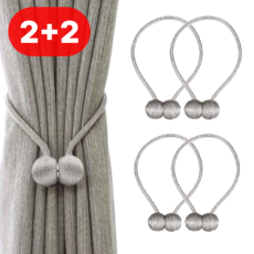 로니베이 마그네틱 커튼 고정 자석 타이백 집게 홀더 스트랩볼, 4개, 실버그레이