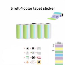 열 미니 프린터 휴대용 Inkless 스티커 메이커 를 블루투스 프리 컷 소형 포켓 프린터 DIY 57mm 사진 인쇄, [06] 5R 15mm Color Label