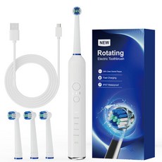 成人旋轉電動牙刷 IPX7防水 USB充電, 直充白, 1個, 1
