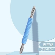 無品牌 按摩滾輪 瘦腿手持滾軸 狼牙擀筋棒, 天空藍-初學者推薦 銀杏款加長48CM, 1個