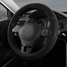 Skechers 메모리 폼 핑크 스티어링 휠 커버 등급 단백질 가죽 핸들 커버 범용 핏 35.6cm(14인치) 1.3cm(1/2-15인치) 여성용 자동차 휠 커버 SUV, 블랙