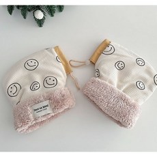 아기 겨울 킥보드 장갑 자전거 핸드워머 유아 방한장갑, 1개, 스마일-베이지