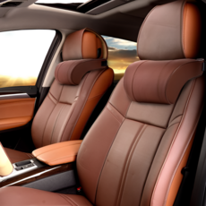 다온리빙 차량용 가죽 메모리폼 목쿠션, 1개, 다크브라운