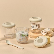 바망바망 이유식 용기, 3개, 아이보리, 240ml