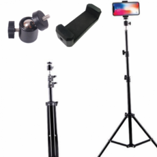 루체트리 삼각대 유튜브 촬영 장비 거치대 조명 휴대폰 높이 조절 2.1 + 가방 세트, 삼각대+헤드+홀더+파우치