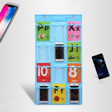 送掛鉤6格9格12格15格18格透明款手機收納袋多功能收納壁掛式置物袋教室手機掛袋寶寶識字掛袋牆掛式卡袋【B11】, 咖啡色,6格