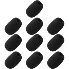 10개 세트 검은색 L30mm x D8mm 미니 마이크 헤드셋 윈드스크린 폼 커버 해외 직배송