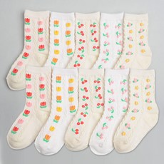 min54 여아용 입체 체리꽃 양말 10켤레