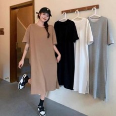 여성 캐주얼 빅사이즈 루즈핏 반팔 롱 원피스 임부복