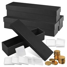 동전 보관함 - 수집용 2x2인치 블랙 상자 뒤집기 홀더 투명 플라스틱 케이스 10팩이 포함된 보관함 센트 컬렉션 보석 보호용 홀더 4Pc, 4