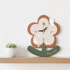 사시한사 플라워 무소음 탁상시계 인테리어 시계 이쁜 탁상용 시계, 산뜻한 갈색
