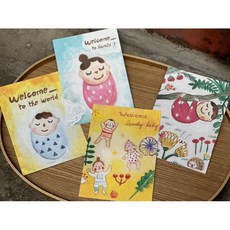 初生嬰兒喜悅寶寶明信片特惠組 - 四入，新生兒紀念明信片，寶寶祝福卡片，溫馨設計明信片, 1個