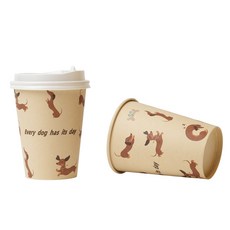 Easytime 종이컵 투고팩 강아지 패턴 종이컵 390ml+개폐형뚜껑, 1세트, 25개