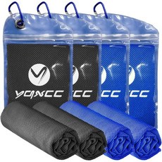 YQXCC 냉각 타월 | 4개 세트 47인치 x 12인치 목 냉각용 아이스 쿨 부드럽고 통기성 좋은 차가운 요가 스포츠 골프 헬스장 캠핑 달리기 피트니스 운동 및 기타 활동용, 어두운 회색*2/ 어두운 파랑*2
