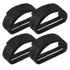 Sibba 4Pcs 블랙 자전거 페달 스트랩 고정 기어 풋 빔 페달용 조절 가능한 발가락 픽시 액세서리, Sibba 블랙 바이크 페달 스트랩 고정 기어 바이크