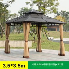 펜션 야외 바베큐장 전원주택 쉼터 파빌리온 파고라, 업그레이드 아연도금 3 . 5m 단일 + 메쉬