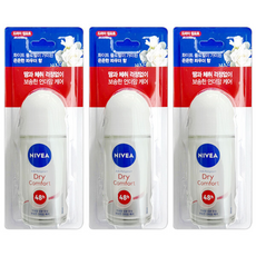 니베아 데오 드란트 롤온 드라이 컴포트 데오드란트 파우더향, 50ml, 3개