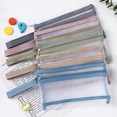 有感選物 透明網紗雙層文件袋 A4 A5 A6尺寸 手提收納包, 手提雙層文件袋A6,藍色, 1個