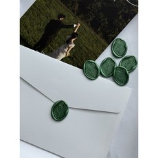 프리모아뜰리에 수제 자체제작 23~28mm 청첩장 실링왁스 답례품 웨딩 씰링왁스 실링스티커 결혼준비, 튤립, 50개, 그린(펄)