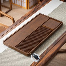 차트레이 다도차판 전통 퇴수기 디자인 60x32 보이차 녹차, U. 황화리색 좌측 하수구 80x40x3.5 가공