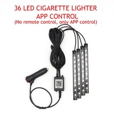 USB 무선 원격 음악 제어와 LED 자동차 발 조명 주변 램프 여러 모드 자동차 인테리어 장식 조명|장식 램프|, 36 CIGARETTE APP, China, 1개
