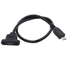 NFHK Micro USB 2.0 5핀 수 - 마이크로 3.0 타입 B 암 나사 마운트 연장 케이블 480Mbps 379943, 마이크로 USB 2.0 5핀 수 - 마이크로 3.0
